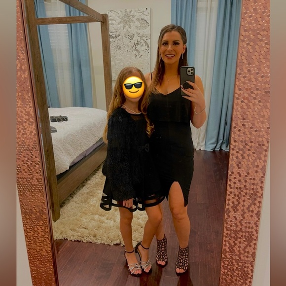 Calvin Klein Girls Black Dress Party Wedding Holiday, Bow, size 8 Fancy Formal - Picture 2 of 11